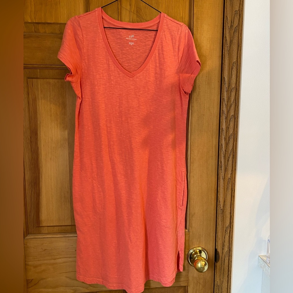 J jill Coral V-Neck T-Shirt Dress